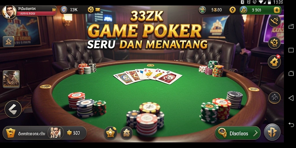 Tampilan gameplay Poker yang mendebarkan di 33ZK.