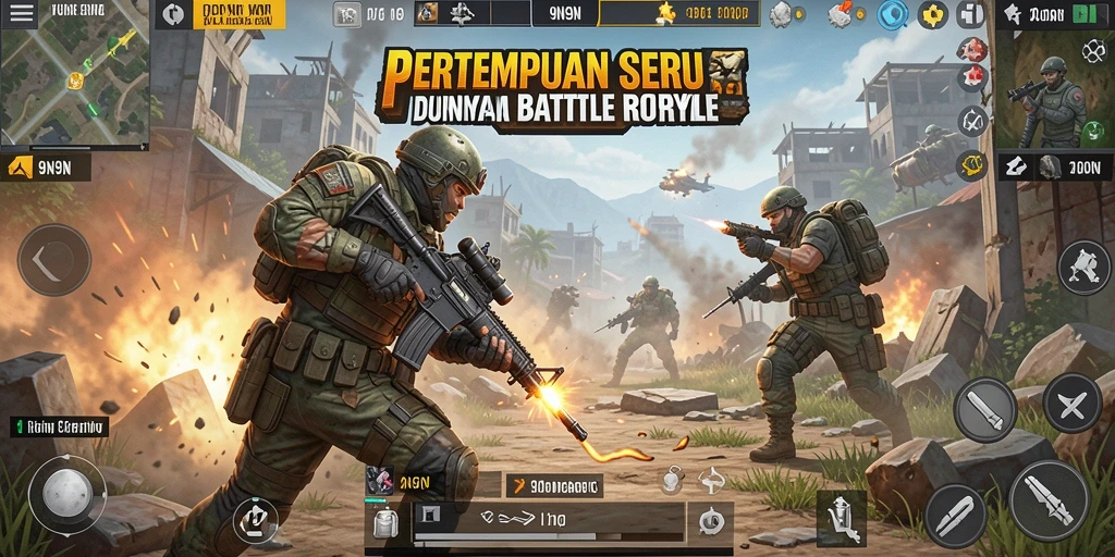 Gameplay seru 9N9N dalam pertempuran Battle Royale.