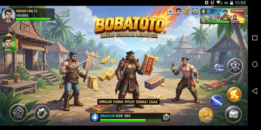 Tangkapan layar utama BOBATOTO menampilkan aksi gameplay simulasi yang seru.