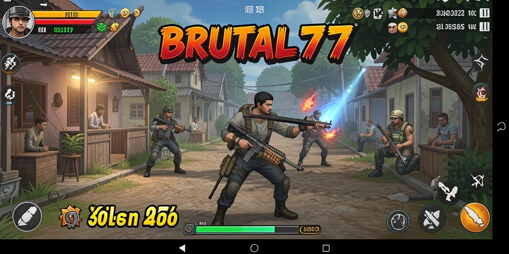 Tangkapan layar gameplay BRUTAL77 yang menunjukkan keseruan permainan.