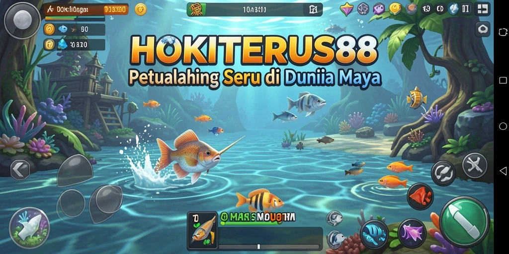 Screenshot gameplay HOKITERUS88 menampilkan aksi memancing yang mendebarkan.