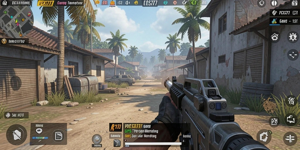 Tangkapan layar utama PCX777 menampilkan aksi mendebarkan dalam game TPS.