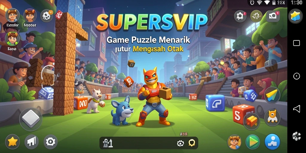 Tangkapan layar gameplay SUPERSVIP menampilkan tantangan puzzle yang menyenangkan.